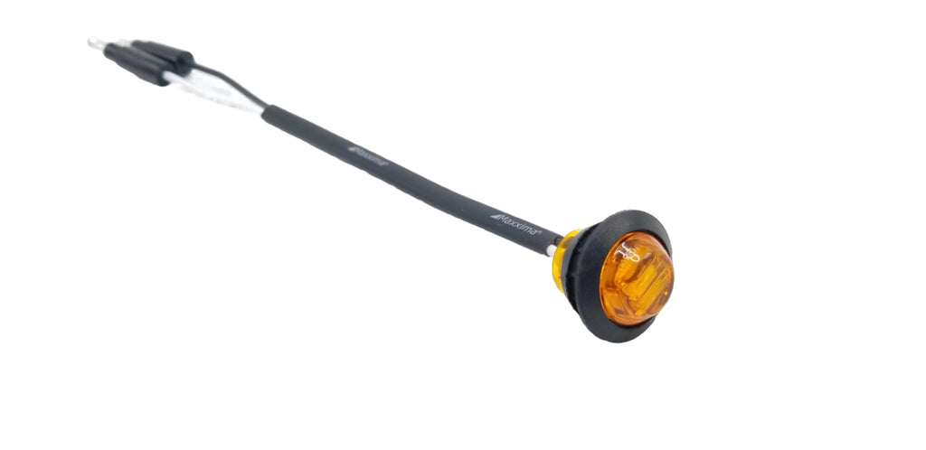 PAIR Of Maxxima 3/4" Round LED P2PC CM Amber With 3/4" Weld-On Light Bracket (M09300Y-34-BRACKET-PAIR)