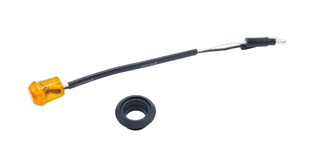 PAIR Of Maxxima 3/4" Round LED P2PC CM Amber With 3/4" Weld-On Light Bracket (M09300Y-34-BRACKET-PAIR)