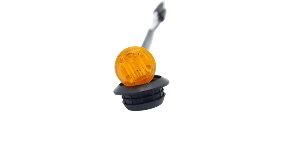 PAIR Of Maxxima 3/4" Round LED P2PC CM Amber With 3/4" Weld-On Light Bracket (M09300Y-34-BRACKET-PAIR)