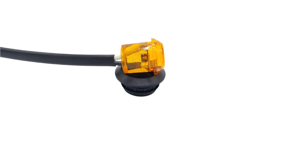 PAIR Of Maxxima 3/4" Round LED P2PC CM Amber With 3/4" Weld-On Light Bracket (M09300Y-34-BRACKET-PAIR)