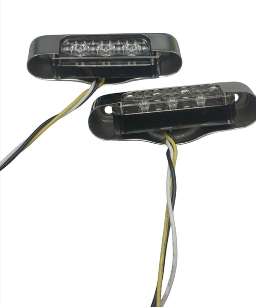 2 - TecNiq Amber Marker Turn Signal 3 LED EON Light w/SS Case Motorcycle USA (E03-A003-1 + E03-0SH0-1-LOTOF2)
