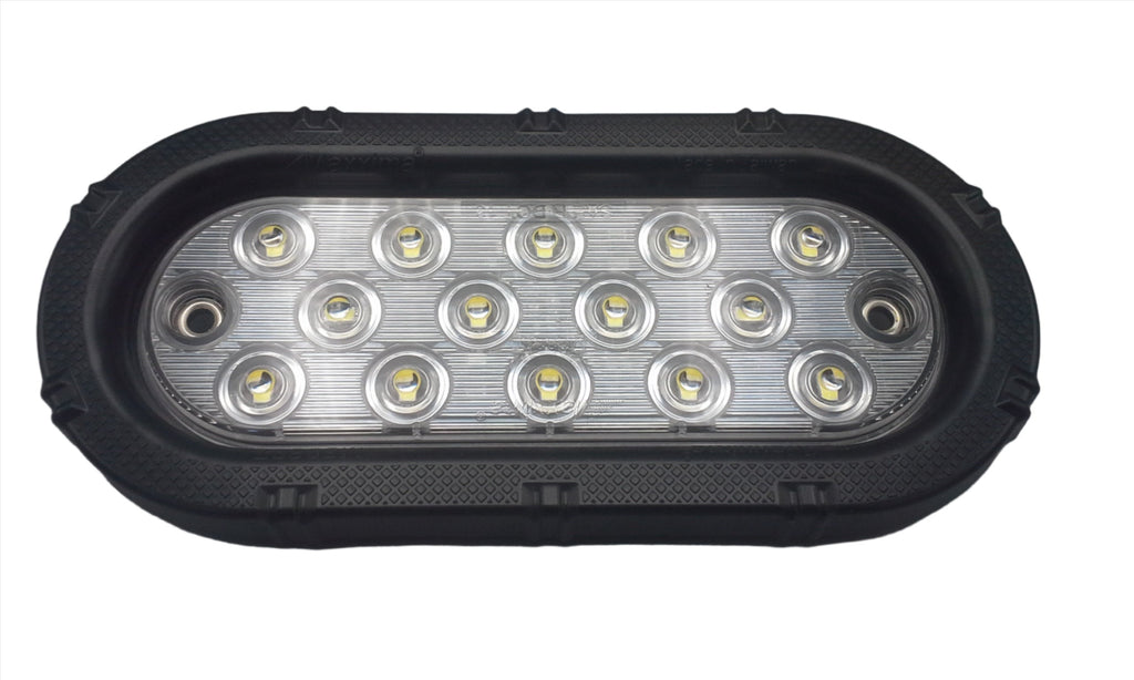 2 - Maxxima Low Profile White LED 6" Oval Reverse Cargo Flush Surface w/grommet (M63350 + M50607-LOTOF2)