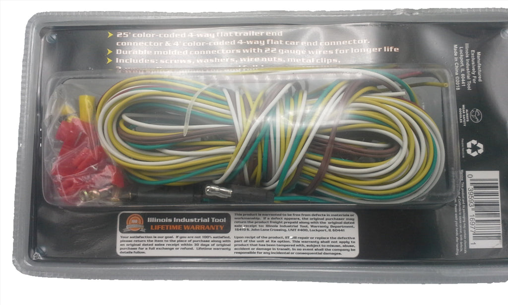 25' ft 4 Way Wire Harness Flat Connector Trailer Light Wiring Kit (16977)