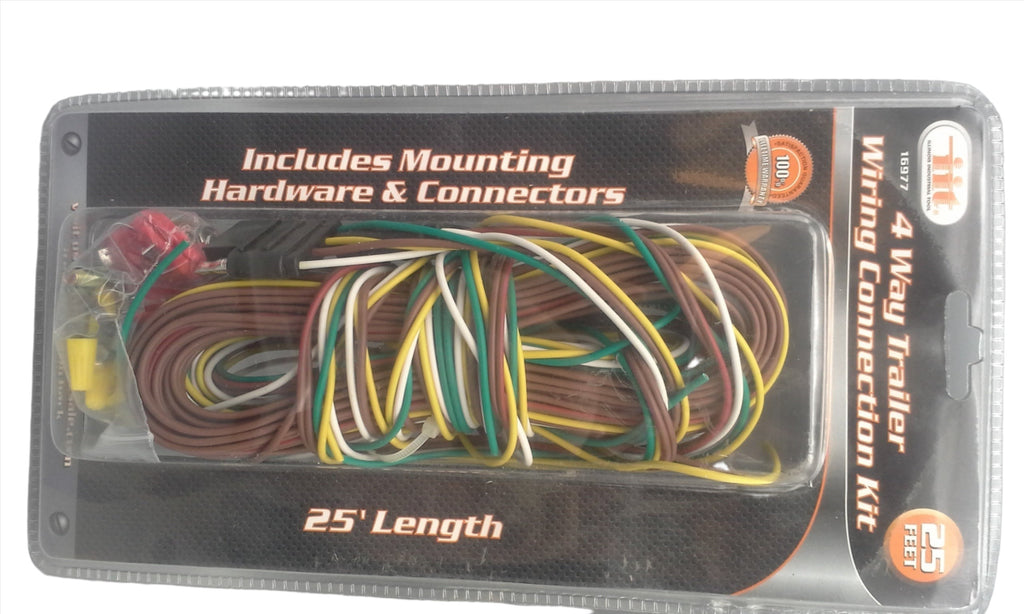 25' ft 4 Way Wire Harness Flat Connector Trailer Light Wiring Kit (16977)