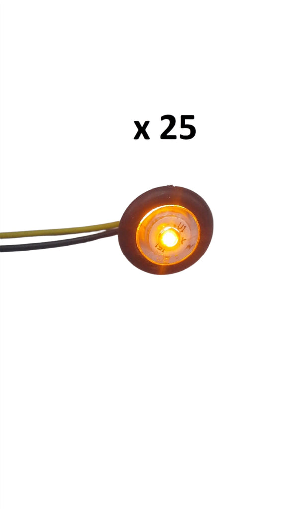 25 - 3/4 Amber Clear LED Clearance Side Marker Bullet Trailer Light Truck PC (J-51-AC-L25)