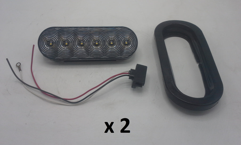 TWO 6" oval White LED Back Up Tail Reverse Light TecNiq Trailer RV USA (T66-WCRT-1-KIT-LOTOF2)