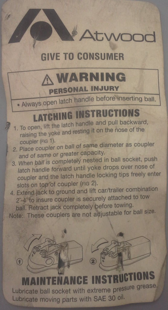 A-Frame Atwood Coupler fits 2 5/16 ball rated 8500# (80101)