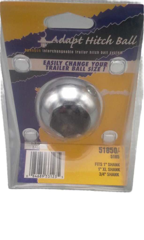 Hexagon interchangeable adapt hitch ball fits 1-7/8" shank size fits 3/4" to 1" (51850)