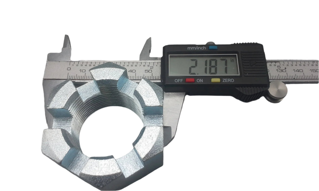 ALKO Axle NUT, SPINDLE, 1-1/2"-12 UNF-2B 6 SLOT, Attaching hardware kit, fits AL-KO and Hayes Axle, 10K - 16K axles (006-239-00)