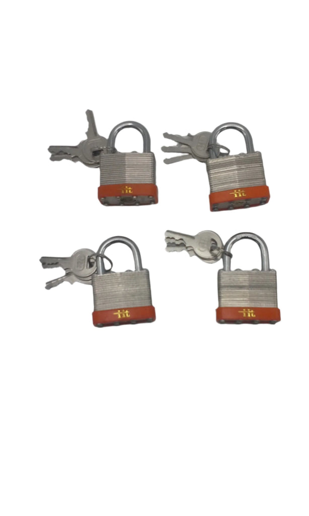 FOUR - Laminated Padlocks Keyed Alike RV Trailer Camper ATV Motorcycle (42065)