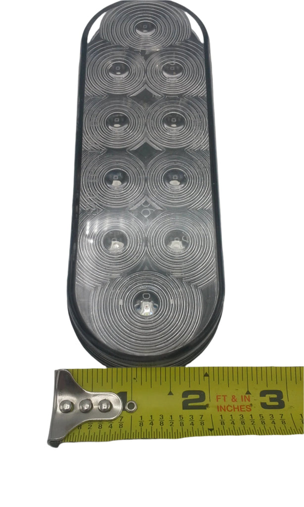 Jammy 6" Oval Red/Clear 10 LED Grommet Mount Stop Turn Tail Light Kit  (J-66-RC)