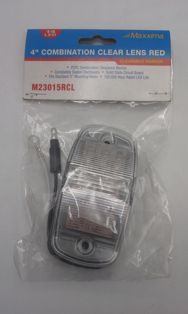 Maxxima 2" x 4" Red Clear Lens 14 LED Marker Clearance Combination Light RV Trailer (M23015RCL)