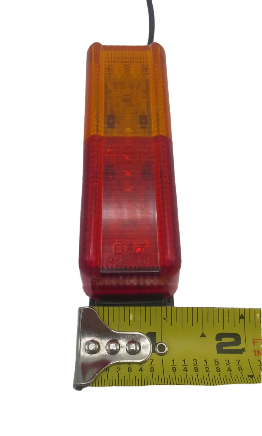 One LED Fender Mount Clearance Marker Light with Pigtail &amp; Bracket - Red / Amber Trailer Light (MCL-67ARB)