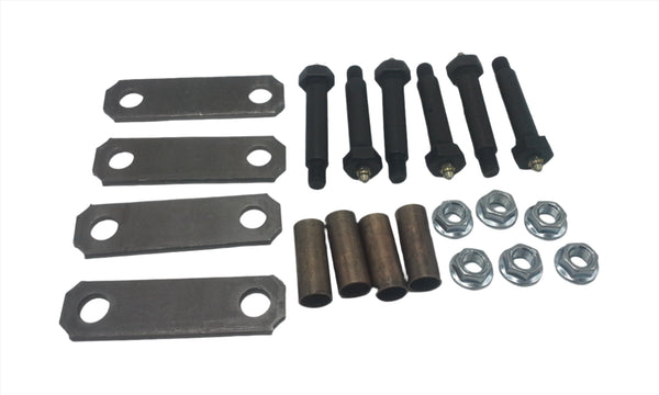 Single Axle Spring Suspension Rebuild Kit with Wet Grease Bolts 3.125 Shackles (RK-SA-WB-BB-3125)