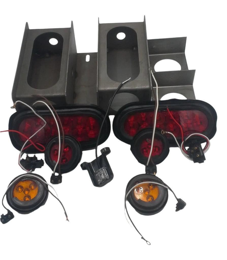 Steel Box LED 6 Oval Light Kit Trailer Truck Camper W/License Holder + Markers (LBK6-LIC-KIT-1)