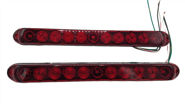 15" Slimline Red/Red LED Stop Turn Tail Light (x2) (250-4400-1-LOTOF2)