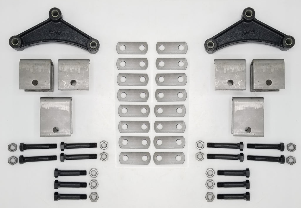 Shackle Hanger Tandem Axle Kit DOUBLE 2" Shack Straps, Standard Bolts, Long Eq's (SHK-TA-SB-LE-DOUBLE)