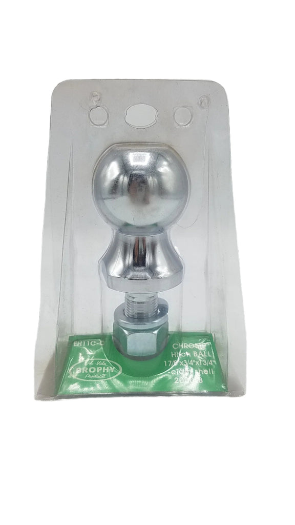 Brophy 1-7/8" Hitch Ball, 3/4" Shank, 2000# Rated, For Trailer Ball Hitch (EH11C-C)