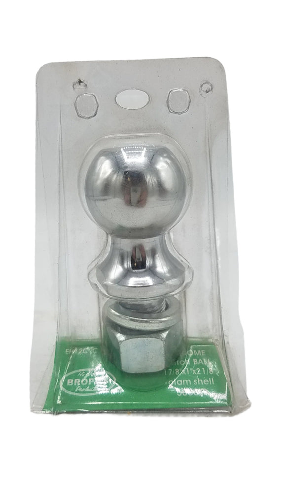 Brophy 1-7/8" Hitch Ball, 1" Shank, 2000# Rated, For Trailer Ball Hitch (EH12C-C)