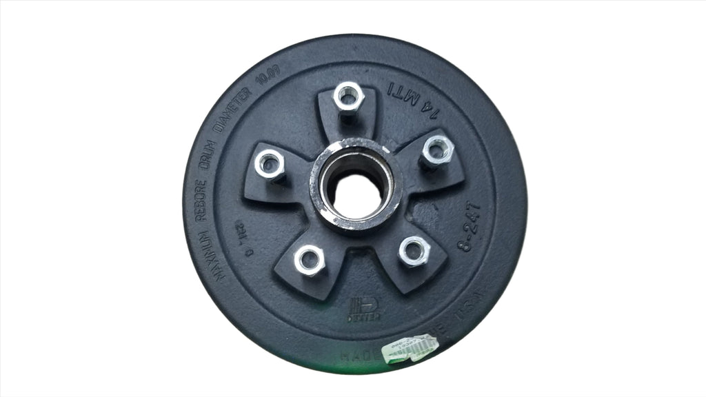 1-5x4.75 Dexter 5 Lug 3500# Drums with Dexter 10 Never Adjust Backing Plates Left Side (945475-B-FSA-DEX-L)