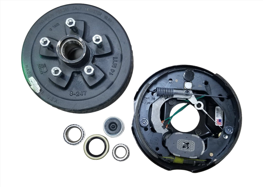 1-5x4.75 Dexter 5 Lug 3500# Drums with Dexter 10 Never Adjust Backing Plates Left Side (945475-B-FSA-DEX-L)