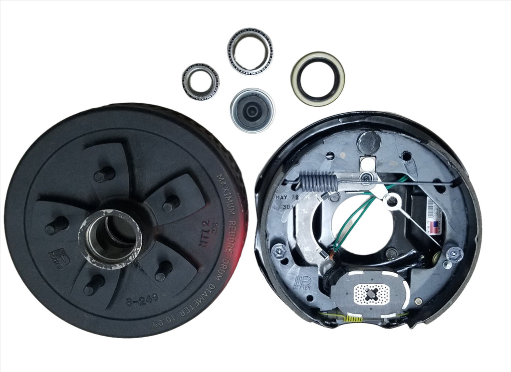 1-5x5 Dexter 5 Lug 3500# Drums with Dexter 10" Never Adjust Backing Plate Left Side (94550-B-FSA-DEX-L)