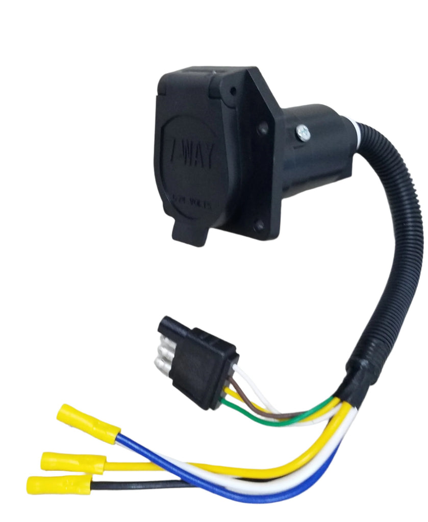 Mighty Cord Trailer Connector Adapter - 4-Way Flat to 7-Way RV Style - 12" Harness (A10-7084VP)