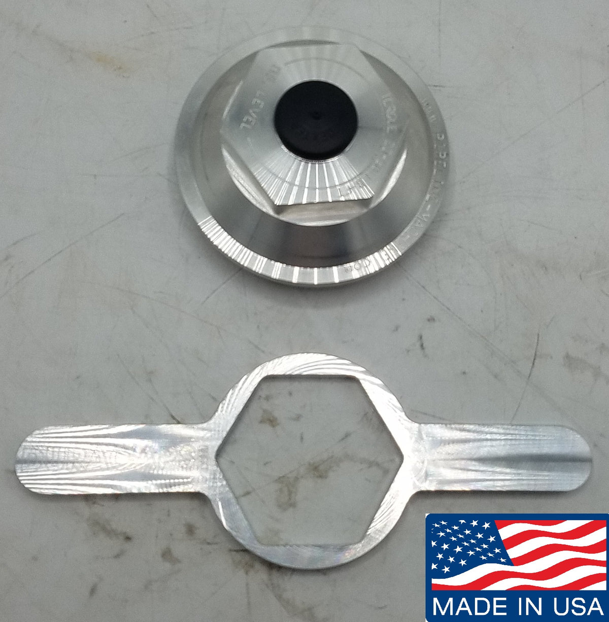 Billet Aluminum Oil Trailer Bath Cap 4"-12 Thread with Wrench (21-36-BILLET-WRENCH-KIT)