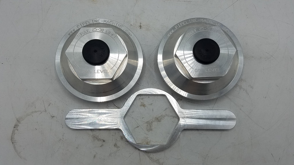 X2 Oil Cap, billet Aluminum, for 21-36 fits drums 9-44 9-27 9-28 12 threads 4" WITH WRENCH (21-36-BILLET-WRENCH-KITX2)