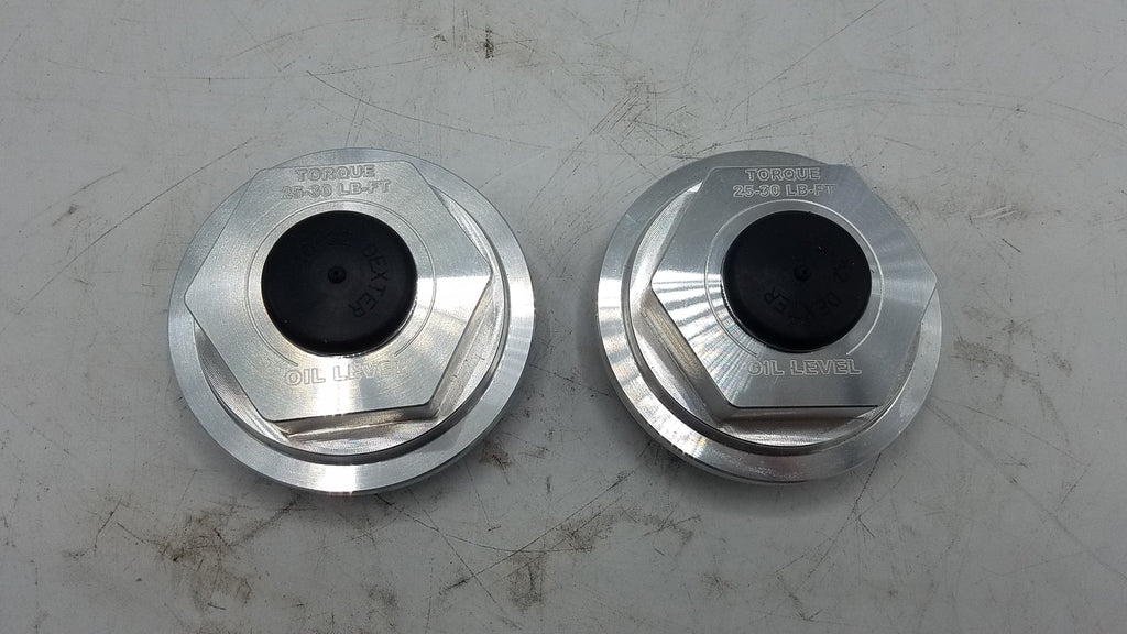 X2 Oil Cap, 2.875"-12, Billet Aluminum, Fits Lippert & Dexter, 6K-8K, WITH WRENCH (21-35-BILLET-WRENCH-KITX2)