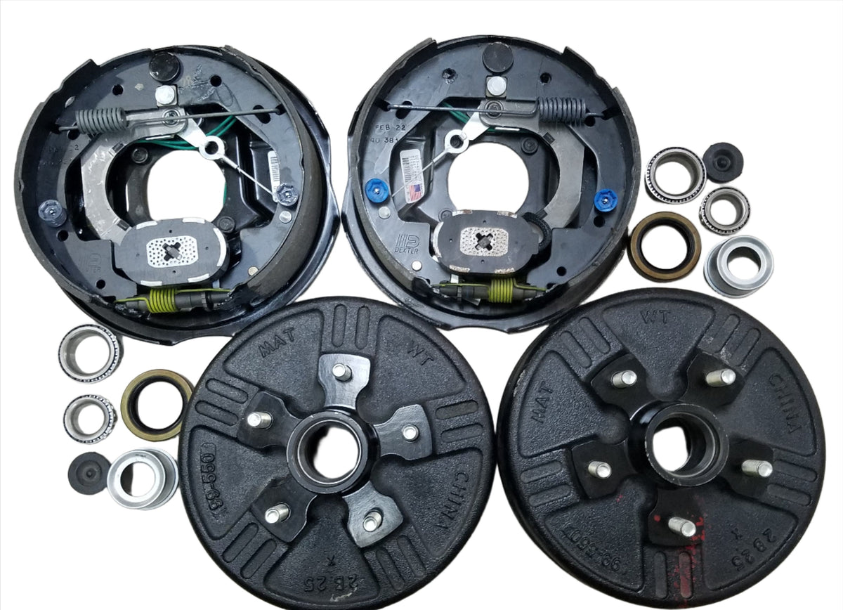 2-5x5 5 Lug 3500# Drums with Dexter 10" Never Adjust Backing Plates Right and Left Sides (824907-B-FSA-DEX)