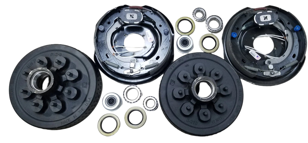 Add Brakes Basic Kit, 8 x 6.5 GENUINE DEXTER Drums & Backing Plates 1/2" Studs 7000# (92865-B-DEX)