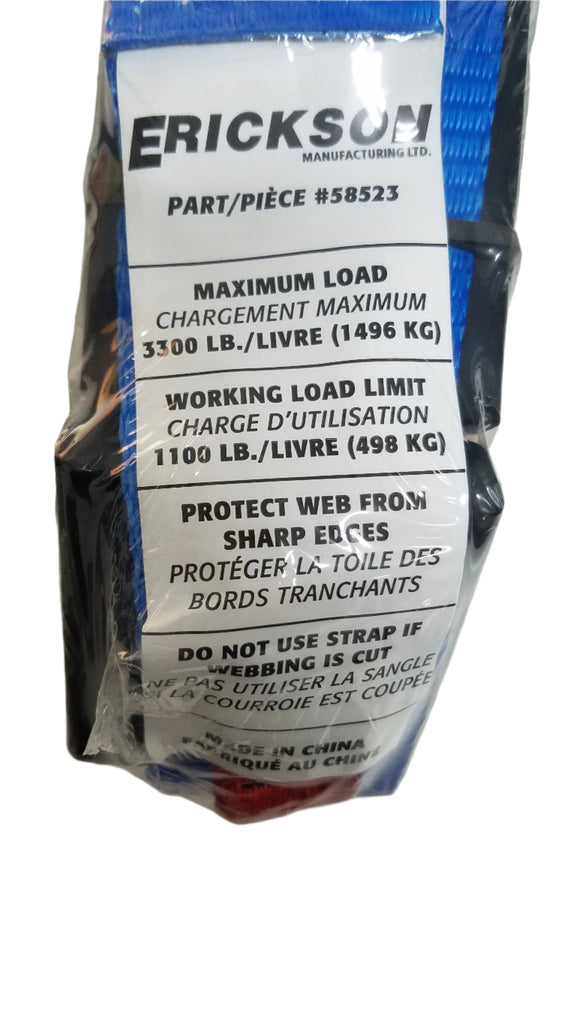Erickson E-Track Wheel Tie-Down Strap with Roller Idler and Ratchet - 2 x 12' - 1,100 lbs (EM58523-LOTOF4)