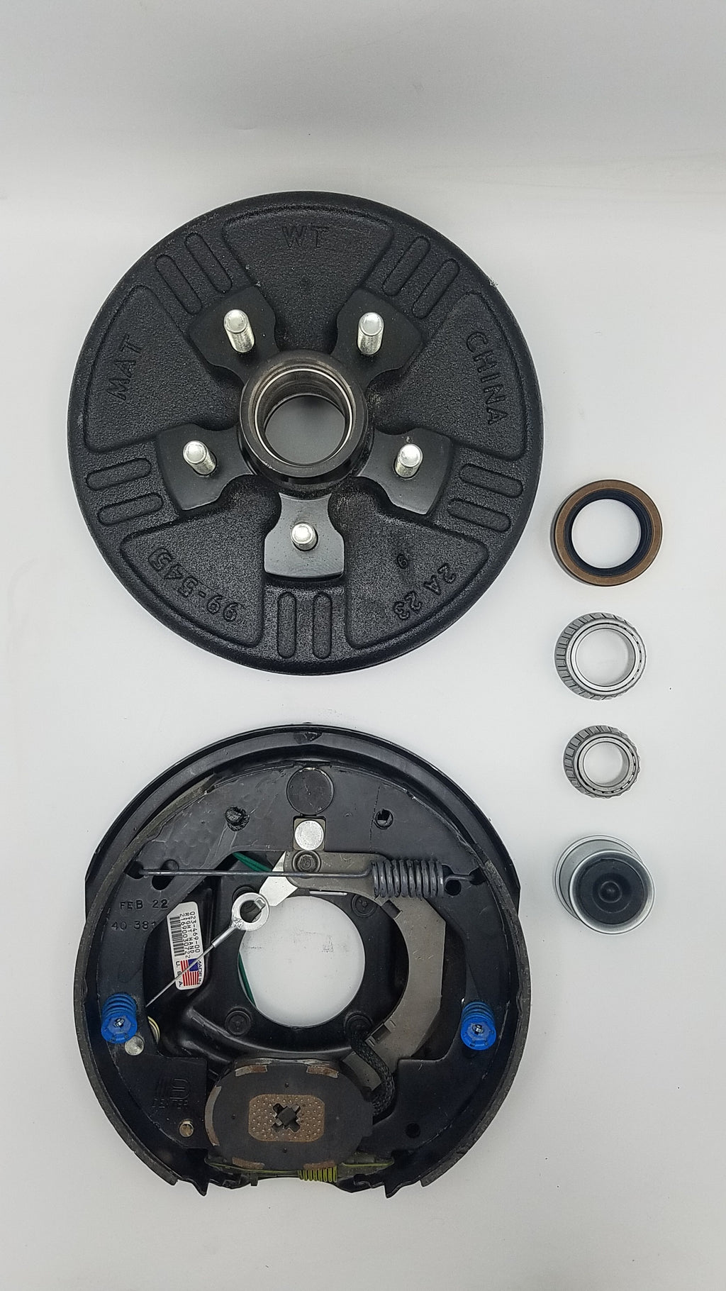 Brake Drum & Backing Plate – 3500 lb Axle, 5 on 4.5 Bolt Pattern, Electric Self-Adjusting, Right Side, Genuine Dexter (94545-B-FSA-DEX-R)