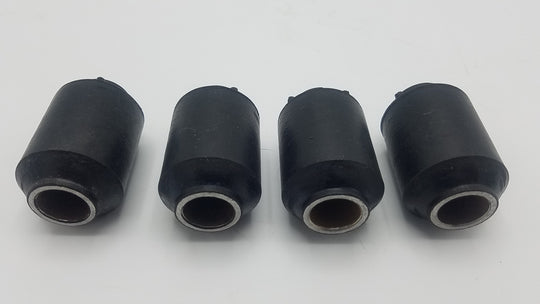 (FOUR) SPRING EYE BUSHING, .646 ID X 1.30 OD 2.18 LONG. STEEL/RUBBER/STEEL 9K 9000 fits 072-010-02 (014-073-01-LOTOF4)