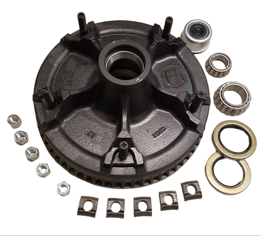 12 X 2 Mobile Home Utility Trailer Brake Drum 5 Lug w/ Bearings Rim Clamps (MHD-KIT) 8-174