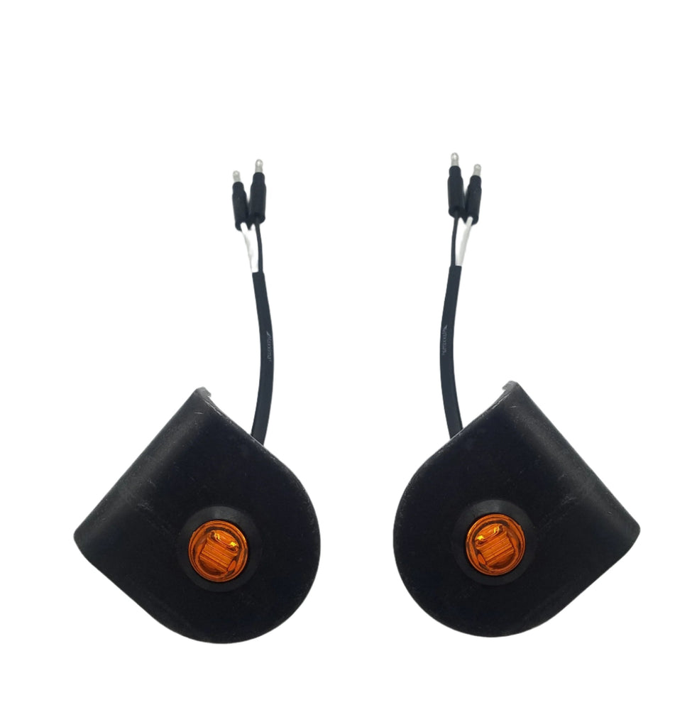 PAIR Of Maxxima 3/4" Round LED P2PC CM Amber With 3/4" Weld-On Light Bracket (M09300Y-34-BRACKET-PAIR)