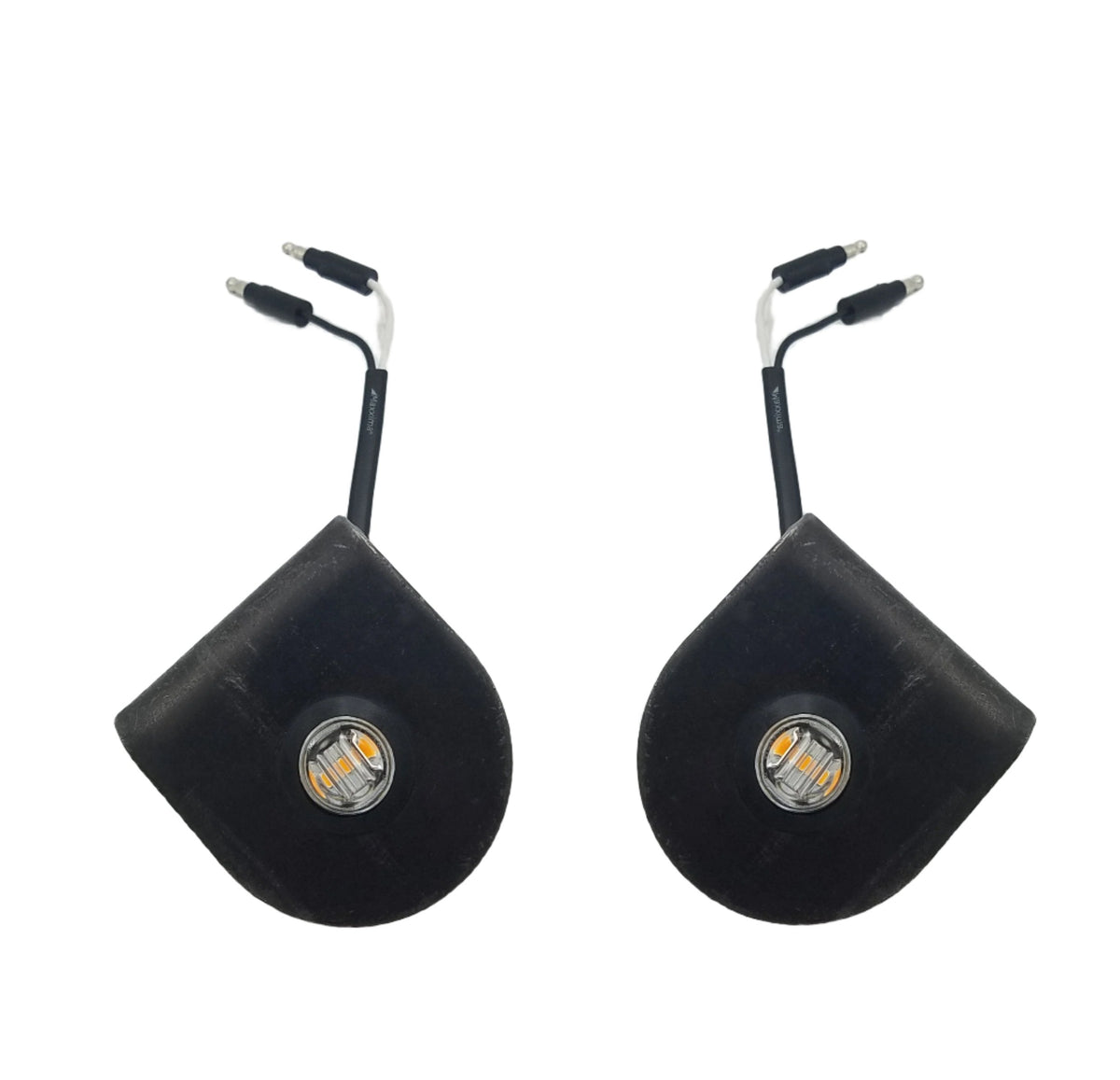PAIR of Maxxima 3/4" Round Clear Lens Amber Light With 3/4" Weld-On Light Bracket (M09300YCL-34-BRACKET-PAIR)