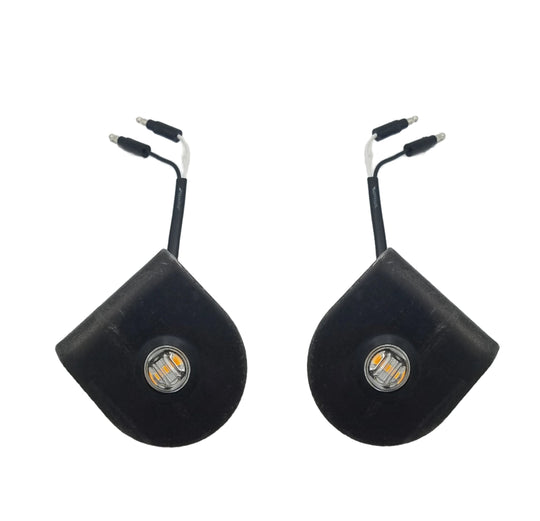 PAIR of Maxxima 3/4" Round Clear Lens Amber Light With 3/4" Weld-On Light Bracket (M09300YCL-34-BRACKET-PAIR)