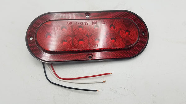 Flat 6″ Oval Surface Mount LED Stop/Turn/Tail Light with Integrated Reflector (J-65-FRX)