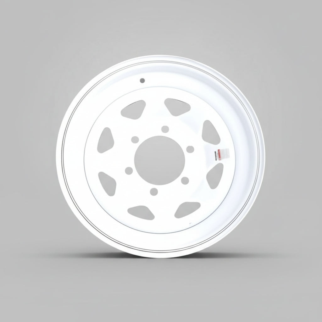 15"x6" White Spoke Wagon Trailer Camper Wheel Rim 6x5.5 lug Triangle hole (20532)