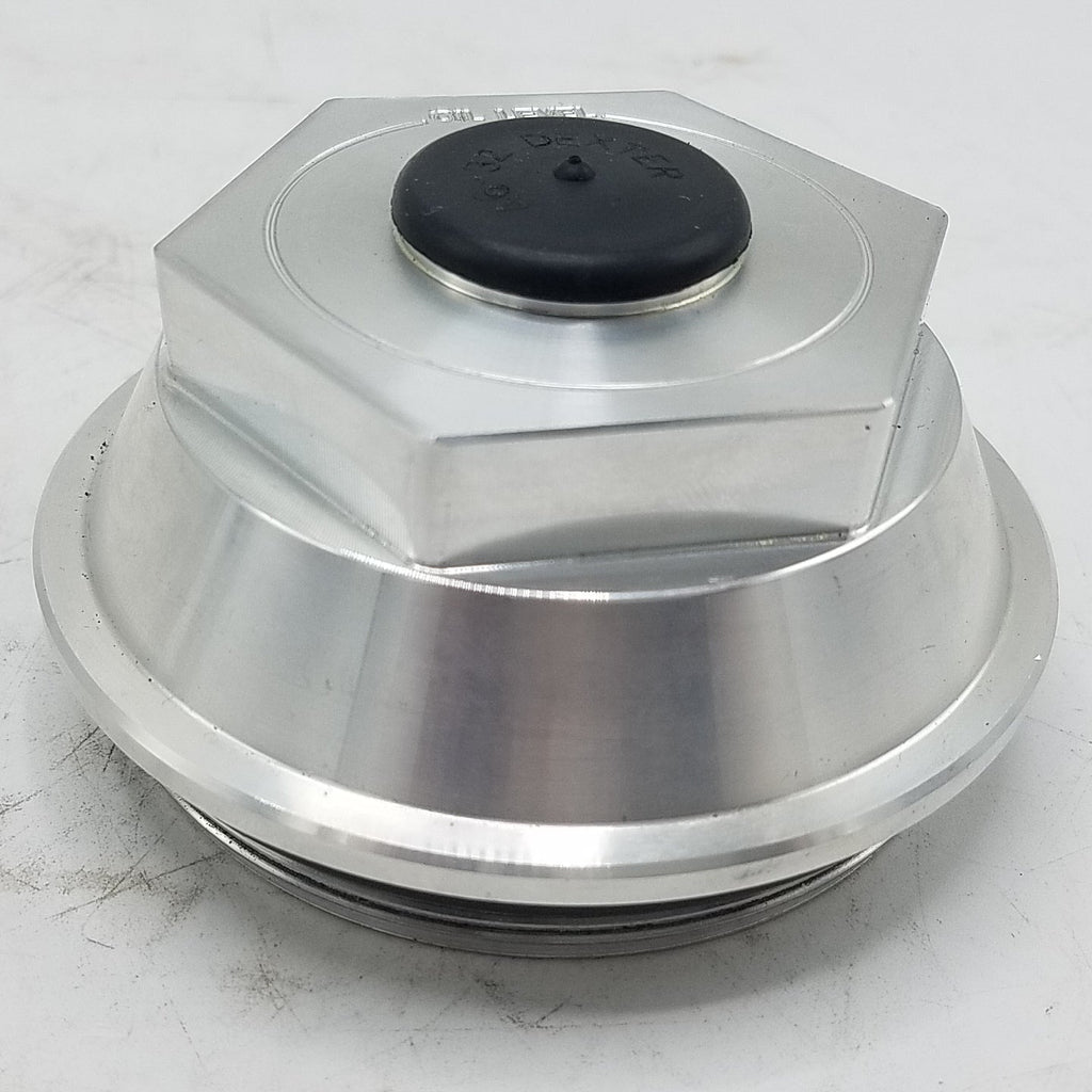 Two - Billet Aluminum Trailer Oil Bath Caps 3.5"-12 Thread with Wrench (21-88-BILLET-WRENCH-KITX2)
