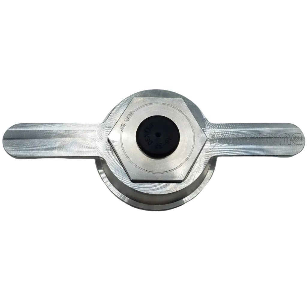 Two - Billet Aluminum Trailer Oil Bath Caps 3.5"-12 Thread with Wrench (21-88-BILLET-WRENCH-KITX2)
