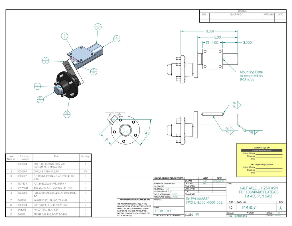 250#- LEFT Torsion 1/2 axle 5 lug Motorcycle Trailer Camper Short Trike Half (1449546)