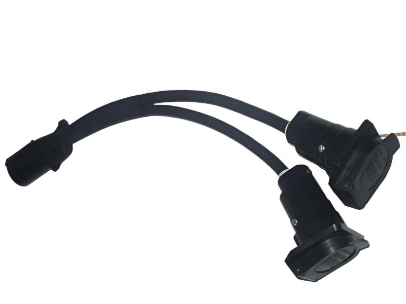 Custom 7-Way RV Camper Y Adapter Splitter, 1 Male to 2 Female, 30 Inch Leads (ADAPT-Y-1M-2FM-30-INCH)