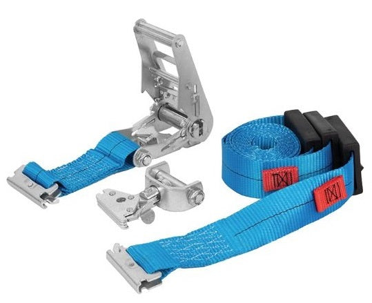 Erickson E-Track Wheel Tie-Down Strap with Roller Idler and Ratchet - 2 x 12' - 1,100 lbs (EM58523-LOTOF4)