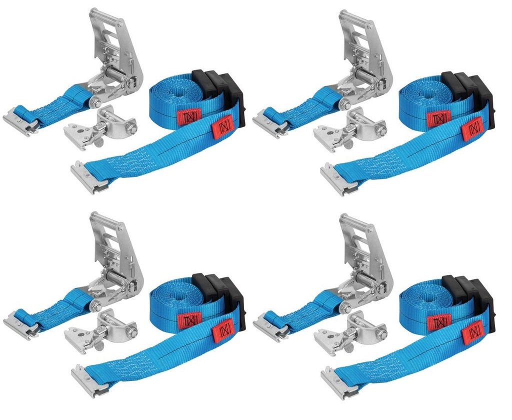Erickson E-Track Wheel Tie-Down Strap with Roller Idler and Ratchet - 2 x 12' - 1,100 lbs (EM58523-LOTOF4)