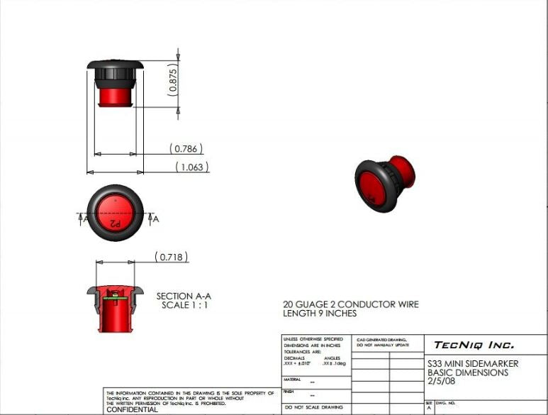TecNiq 3/4 Mini Amber LED Light Hot Spot Truck Trailer Jeep USA (S33-AA09-1)