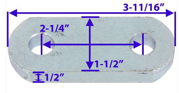 Shackle Strap, 2.25" Hole Center, 3.69" x 1.50" x .50" Reamed, HD Suspension (018-024-01)