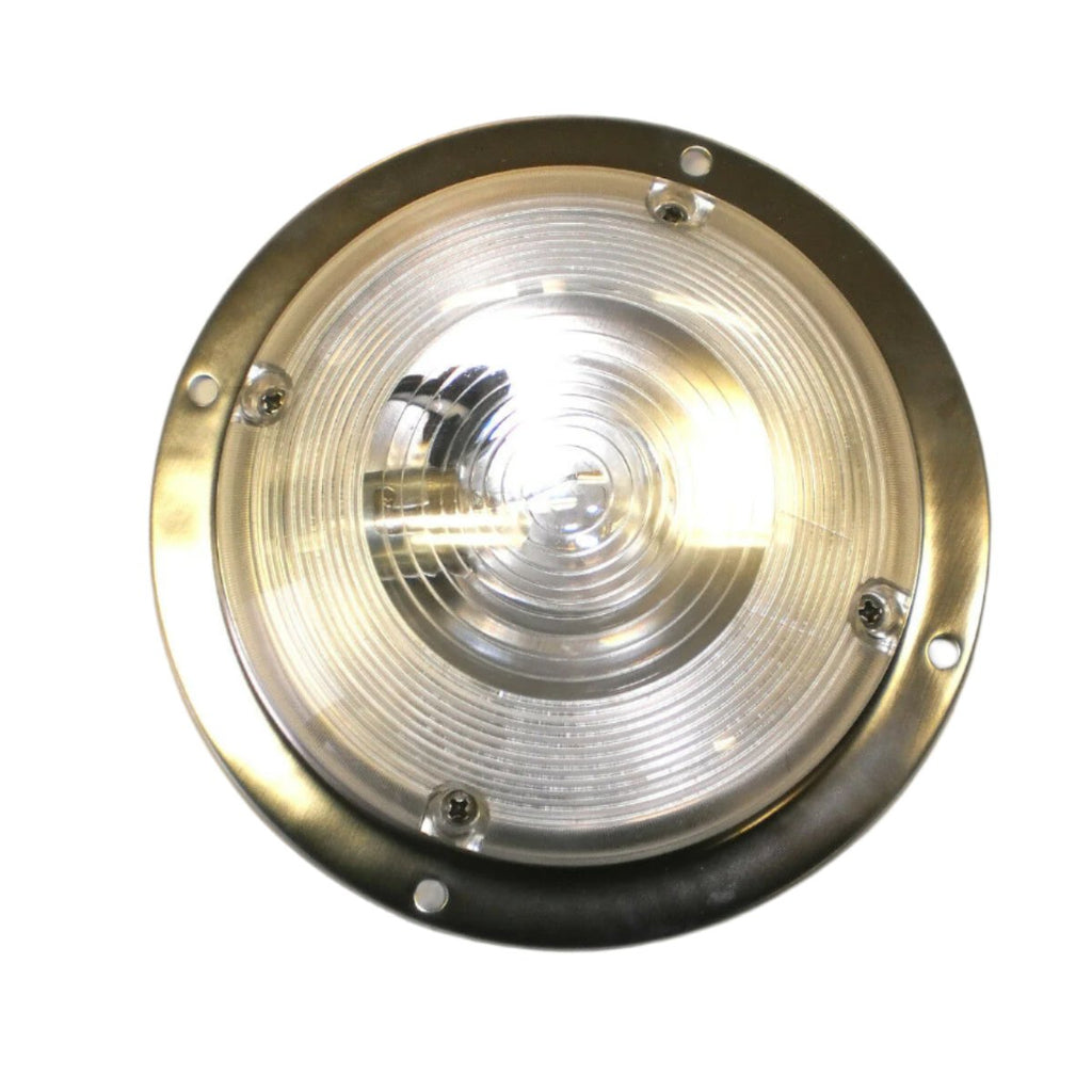 6" Round Interior Trailer Dome Light with Stainless Steel Base (D-61)